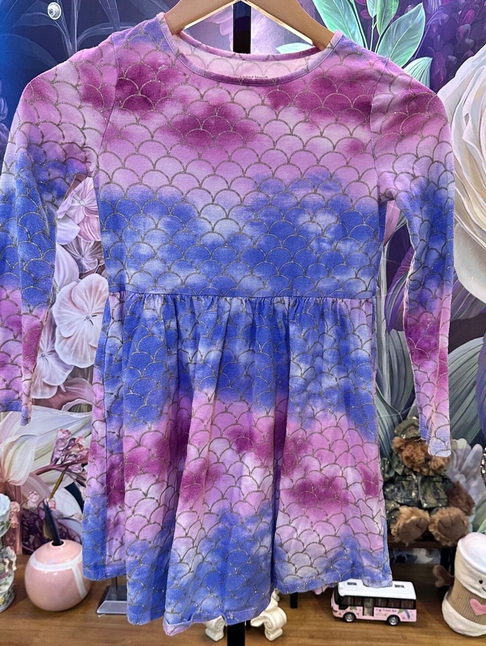 Jumping Beans Girls 8 Fit & Flare Dress Mermaid Scale Metallic Mermaidcore Ombre
